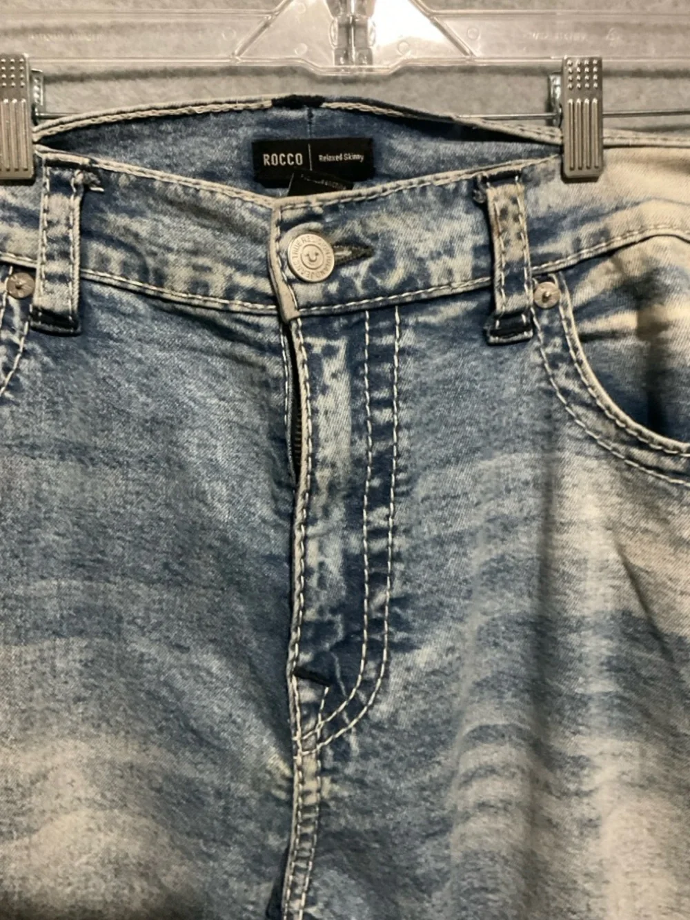 True Religion Rocco Relaxed Skinny Jeans in Light Blue Sz 40